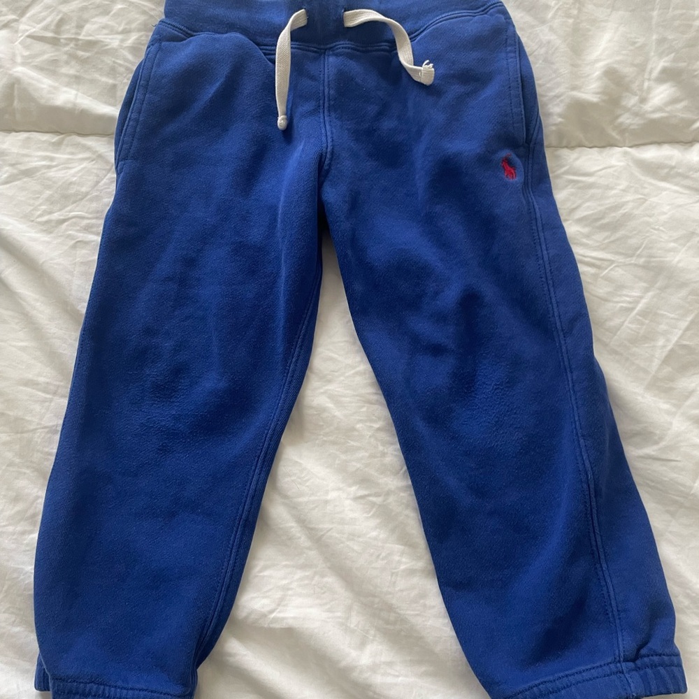 Ralph Lauren 3T Royal Blue Fleece Joggers with Red Pony